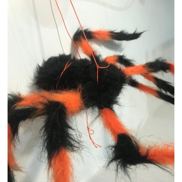 Giant Hairy Orange & Black Spider Halloween Decoration Adjustable Legs 22" Wide - Picture 5 of 7